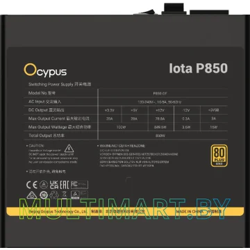 Блок питания Ocypus Iota P850 850W (Iota-P850-G1FFBK024X-EU) картинка 2